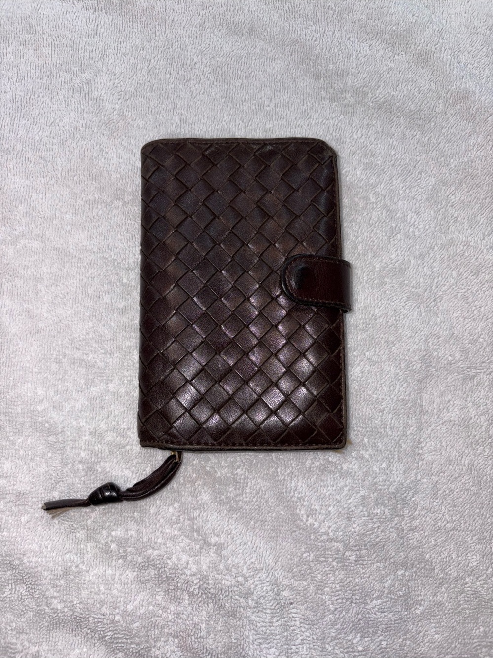 Bottega Veneta Women’s Woven Leather Wallet Organizer - Brown Authentic